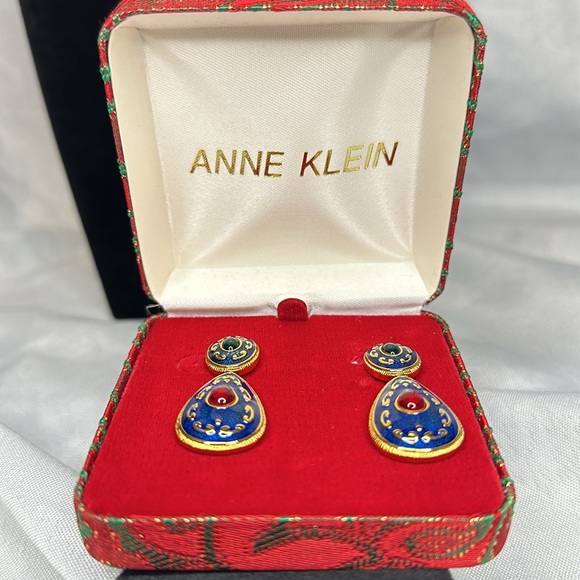Ann Klein Enamel Vintage Earrings With Box - Picture 3 of 8